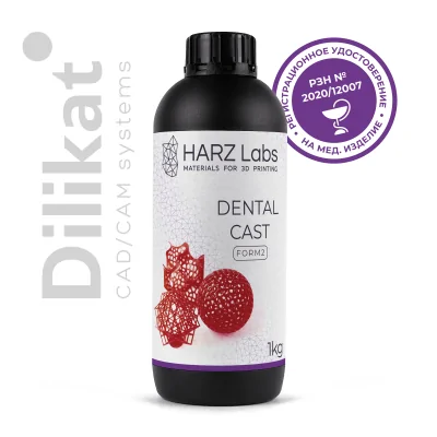 Фотополимер HARZ Labs Dental Cast Form 2, вишневый (1 л.)