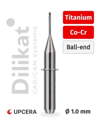 Фреза для UPCERA по Titanium / Co-Cr, для станков A52W, Ball-end, 1.0 мм