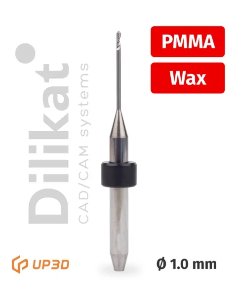 Фреза UP3D по PMMA/PEEK/Wax Single flute, 1.0 мм