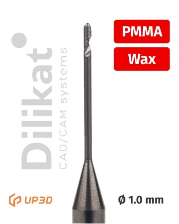 Фреза UP3D по PMMA/PEEK/Wax Single flute, 1.0 мм