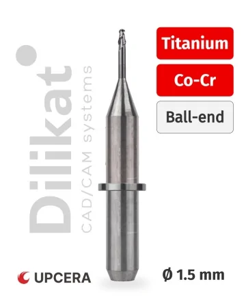 Фреза для UPCERA по Titanium / Co-Cr, для станков A52W, Ball-end, 1.5 мм
