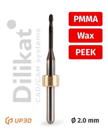 Фреза UP3D по PMMA/PEEK/Wax, 2.0 мм