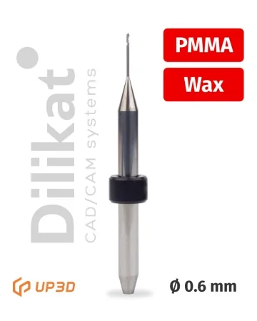Фреза UP3D по PMMA/PEEK/Wax Single flute, 0.6 мм