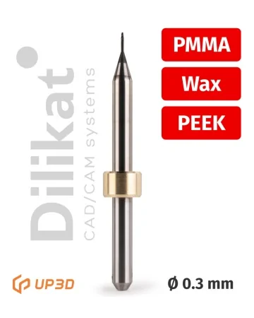 Фреза UP3D по PMMA/PEEK/Wax, 0.3 мм